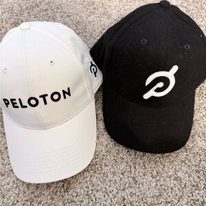 Peloton White and Black Caps